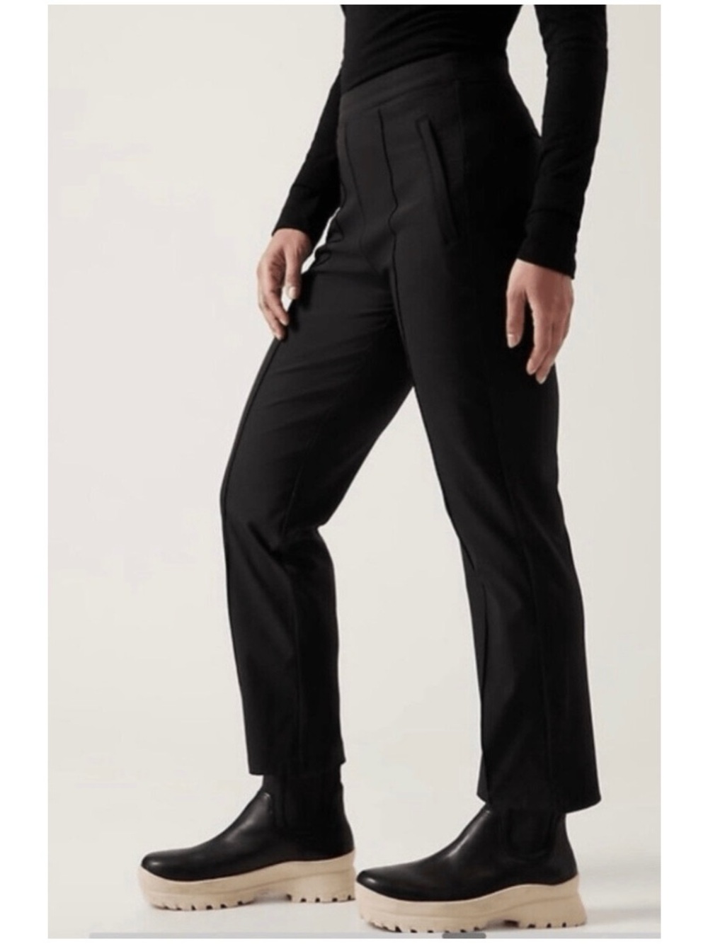 Athleta Women’s Sz 8 Black Headlands Hybrid Pant High Rise Straight Leg